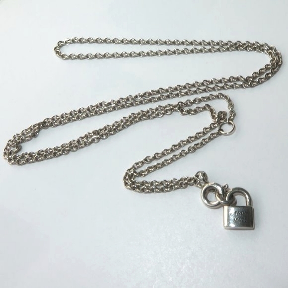 Tiffany's Sterling Silver Chain With Small Lock - Picture 10 of 13